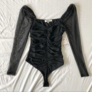 SOLD Ruched black long sleeve bodysuit